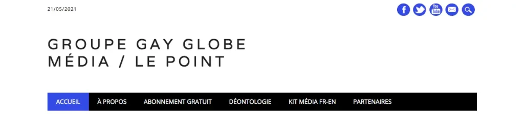 Page d'accueil du Groupe Gay Globe Média